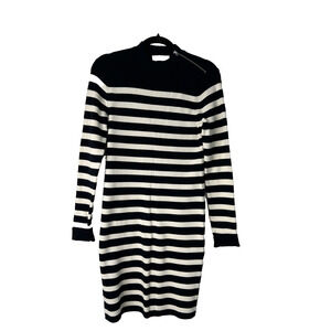 Everlane Breton Sweater Dress Size L Black White Striped Ribbed Cotton Bodycon